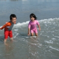 Playing in the ocean at York Beach